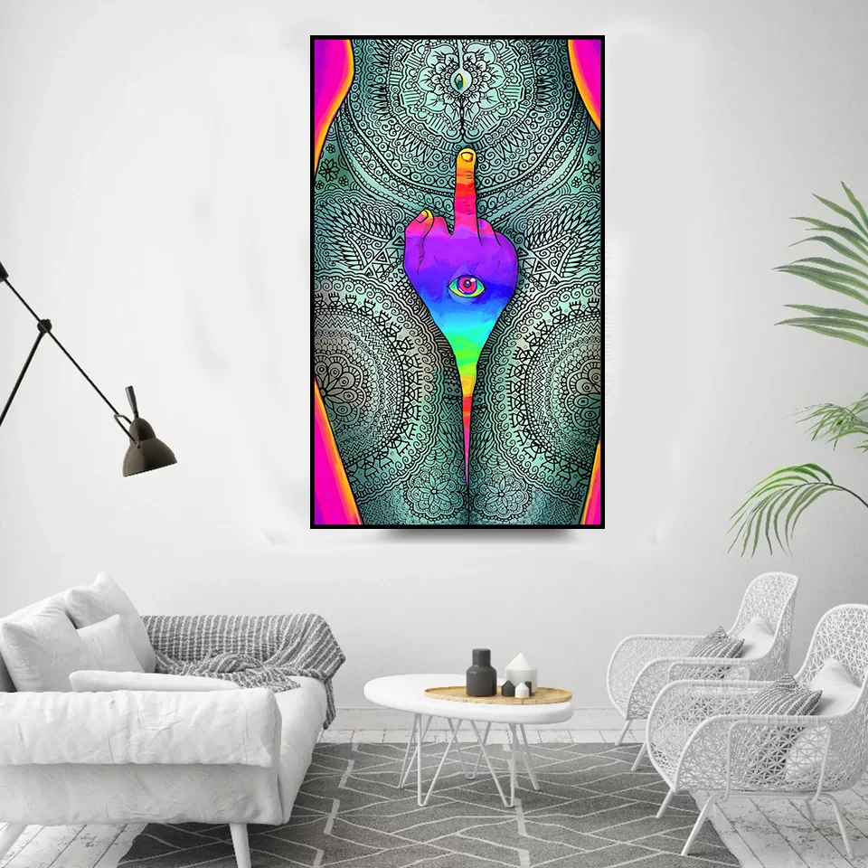 Trippy Psychedelic Abstract Modern HD Canvas Wall Art Poster Print for Bar and Home Decor image 3