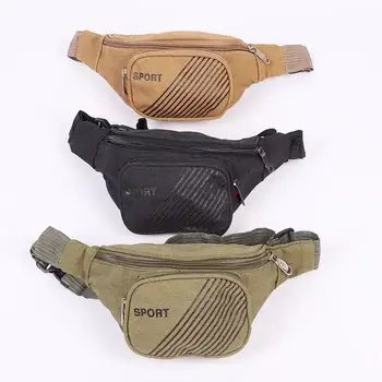 

Men's Canvas Bag Sports Fashion Running Bag Casual Multi-Function Two-Layer Chest Bag Wash Bag Small Number Wholesale