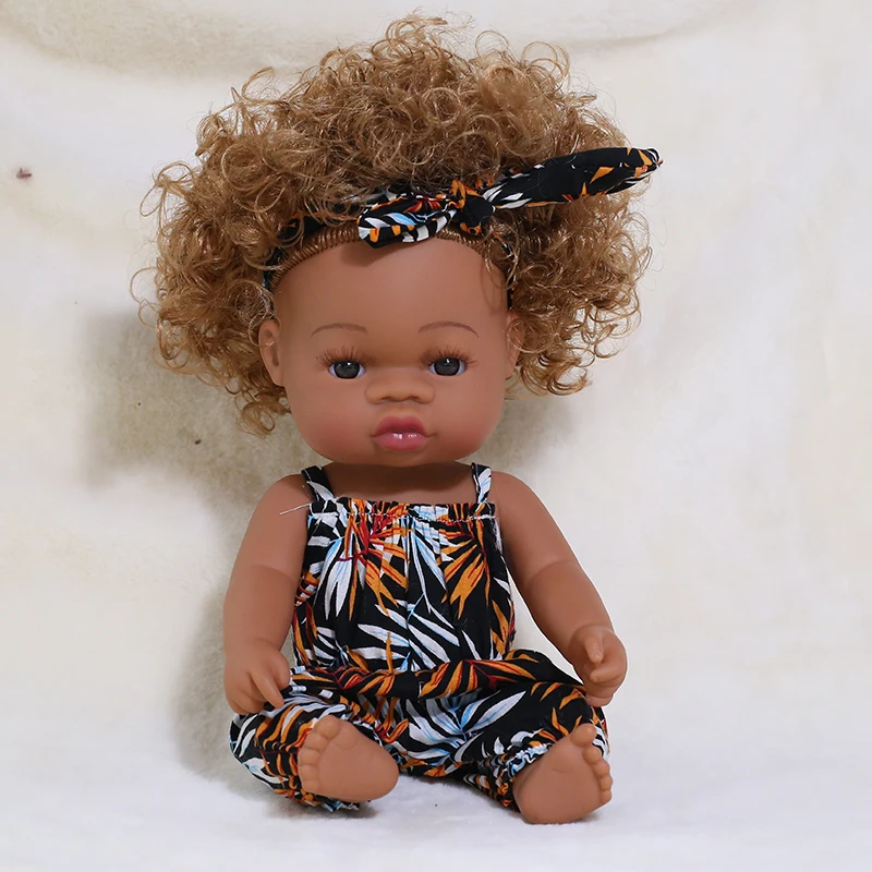 35CM American Reborn Black Baby Doll Bath Play Full Silicone Vinyl Baby Dolls Lifelike Newborn Baby Doll Toy Girl Christmas Gift 32