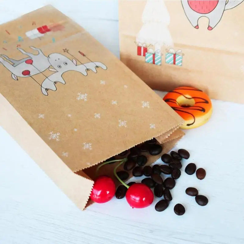 12 шт крафт-бумага коробка для конфет Рождественский подарок упаковочная сумка ремесло для выпечки печенья Рождество год вечерние посылка Сумки