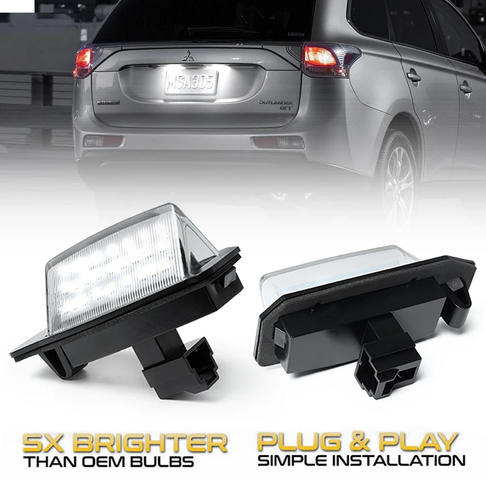 

2Pcs Error Free LED License Number Plate Light Lamps For Mitsubishi Outlander mk2 mk3 Lancer Eclipse 3 4 Cross Galant Xpander