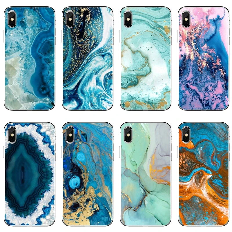 Силиконовый чехол для телефона Xiaomi Mi 9 8 SE Pro A2 Lite 6X 5 4 A3 A1 Note Max Mix 2 3 Pocophone F1 Agate Blue Marble |