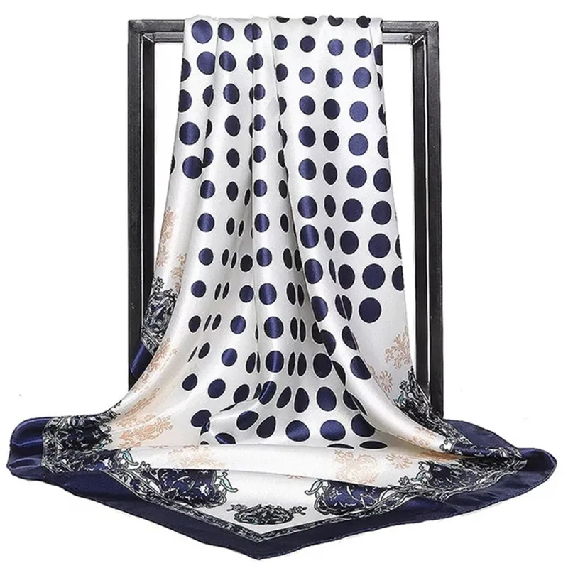 Шелковые шарфы Foulard 90*90 см квадратная голова хиджаб шарф Женский шифон шаль Бандана обертывание глушитель парео - Цвет: 47