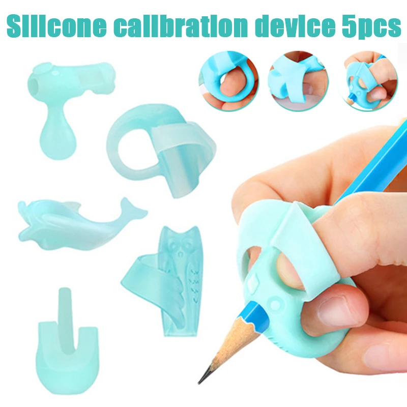 

Hot Sale 5 Pcs Pen Pencils Handles Corrector Silicone Fingers Learning to Write for Children Student