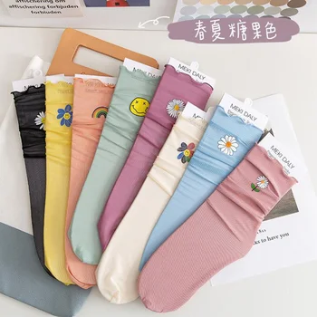 

Ins Style Thin Tulle Socks Women Summer Sunflower Socks Girls Cute Chiffon Long Socks Dress Calcetines Mujer Streetwear