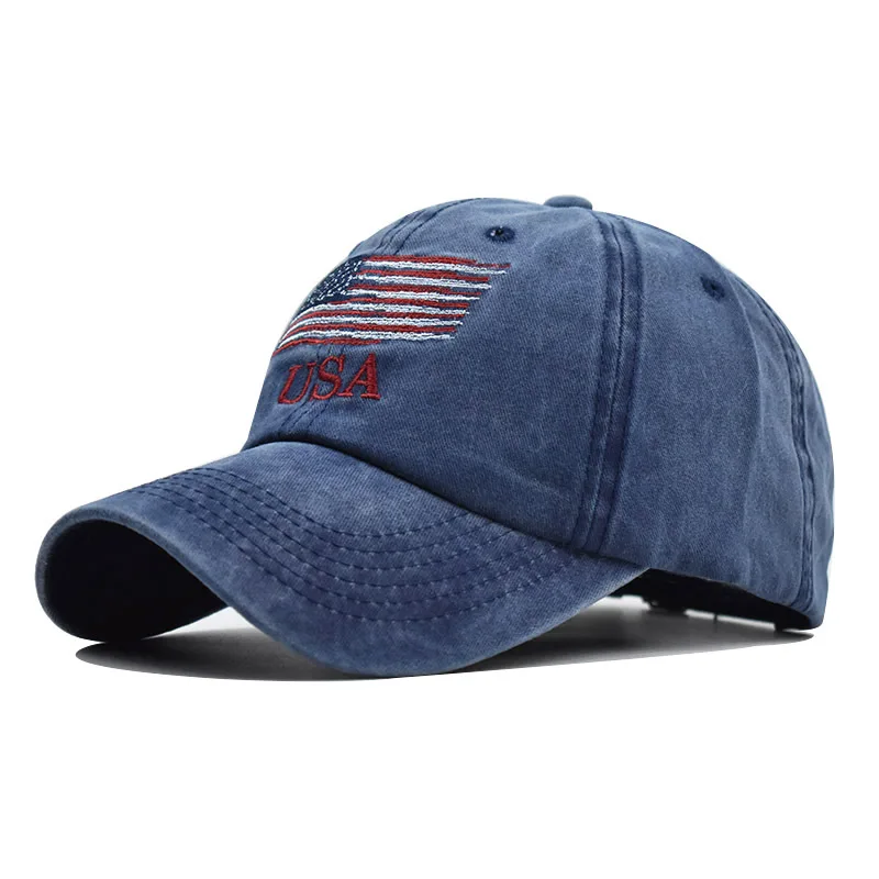 

Popular Hat Antique Finish Via Rinsing Flag of the United States Baseball Cap Classic USA Pure Cotton Hat