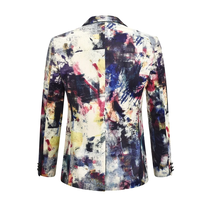 VAGUELETTE Painting Pattern Elegant Jacket Blazer Men Stage Jacket Coat Fashion Stylish Luxury Brand Men Blazers