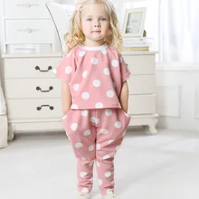 От 1 до 6 лет Одежда для девочек футболка в горошек длинные штаны комплект детской одежды г. Новые летние осенние детские костюмы для маленьких девочек
