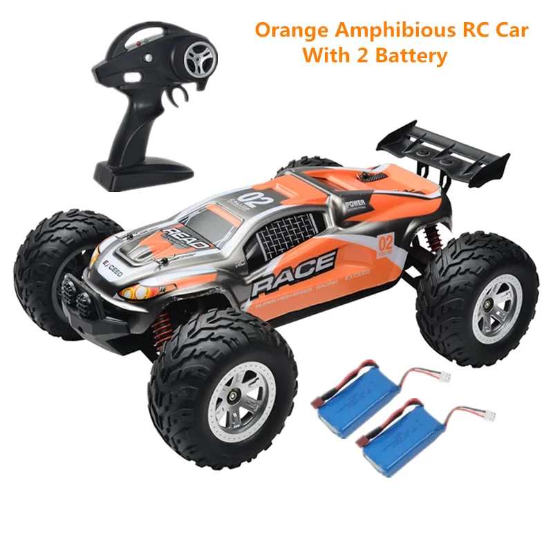1:12 RC Дрифт гоночный высокоскоростной амфибия RC автомобиль 4WD высокопроизводительный Багги IP4 водонепроницаемый максимальная скорость 40 км/ч большая шина RC автомобиль - Цвет: Orange car 2battery