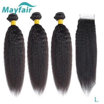 

Indian Kinky Straight Hair Bundles with Closure Mayfair L Non-remy Hair Weave with Lace Closure Human Hair Bundles With Closure