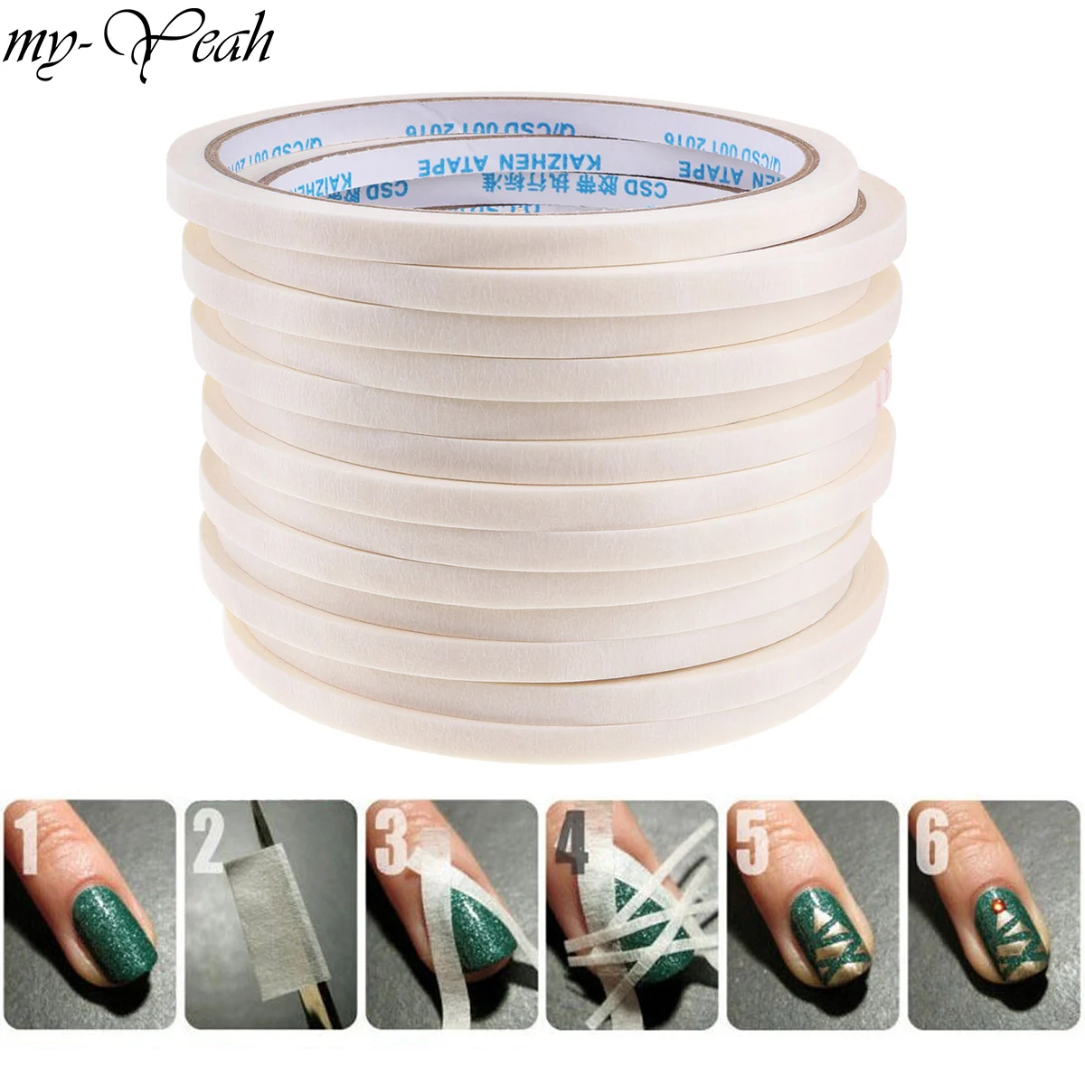 

my-Yeah 1Pcs 3/4/5mm Nail Art Stripe Adhesive Tape Rolls Decoration Guide Design Tips DIY White Striping Sticker Manicure Tools