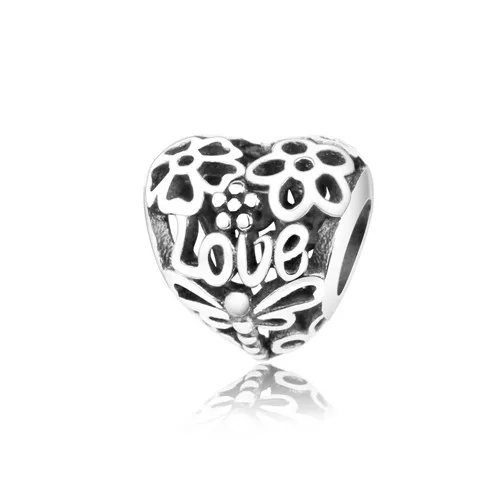 1732 925 Sterling Silver Classic Heart Shape 15 Charm Beaded Bracelet DIY Accessories Beaded Free Shipping Wholesale - Цвет: 1732