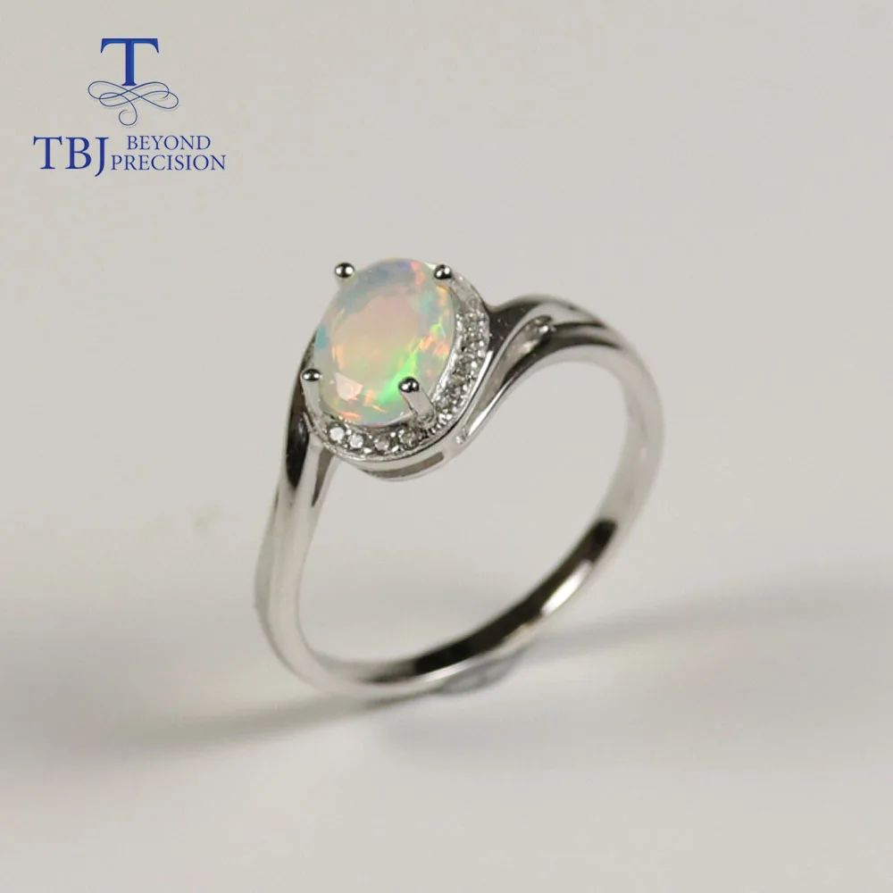 Кольцо с опалом, натуральный драгоценный камень, овальный, 6*8 мм, с серебром 925 пробы, простой дизайн, хорошее ювелирное изделие для женщин, свадебная одежда, хороший подарок TBJ - Цвет камня: opal ring