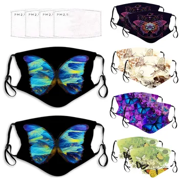 

PM2.5 Breathable Butterfly Printed Face Mask Outdoor Anti-fog Anti Haze Protection Mouth Mask Reusable Masks With Filter
