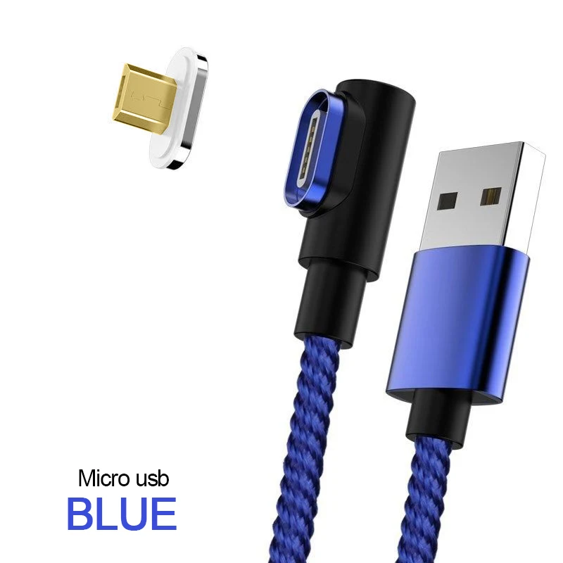 Магнитный кабель VOXLINK Micro usb type C, адаптер для быстрой зарядки телефона, Microusb type-C, магнитное зарядное устройство usb c для iphone samsung S8 9 - Цвет: Blue for Micro