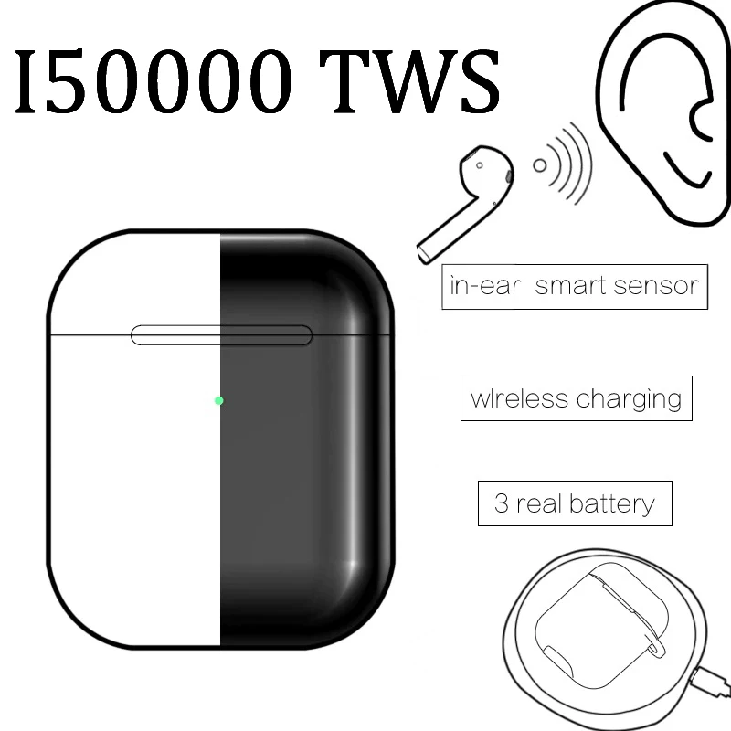 Оригинальный i50000 Tws Матовый Черный Супер копия 1:1 Air 2 1536U чип H1 W1 Bluetooth наушники