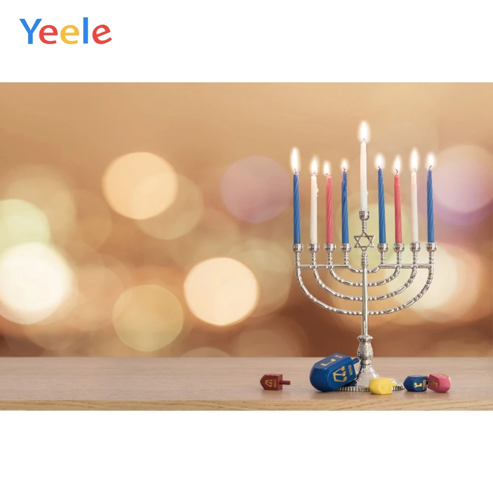 

Yeele Happy Hanukkah Photocall Candles Bokeh Lights Photography Backdrops Personalized Photographic Backgrounds For Photo Studio