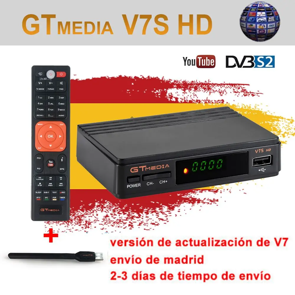 

Freesat v7 hd Satellite Receiver gtmedia v7s Decoder gtmedia v7hd Europe Cline for 1 Year 1080P USB Wifi Spain Portugal Channels
