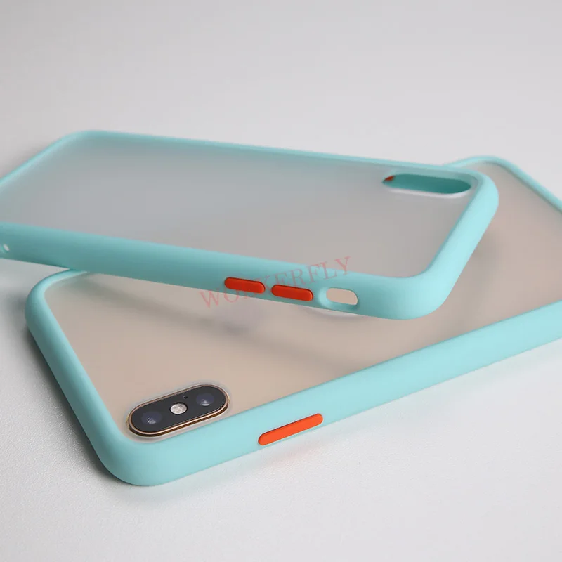 Blue Противоударный защитный чехол для телефона iPhone 11 Pro XR XS Max X 10 8 6 6s 7 Plus, мягкий полупрозрачный жесткий чехол - Цвет: Blue