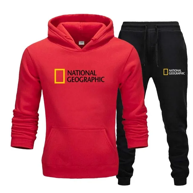 mens matching sets National Geographic-Men's Sweatshirt And Pants Suit, Casual Sportswear, Hoodie, New Autumn And Winter Collection, 2 Piece Set mens sweat suits sets