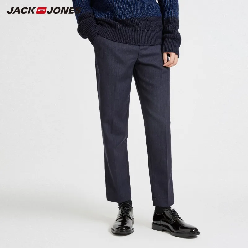 JackJones мужские Умные повседневные шерстяные брюки длиной до щиколотки 218414509