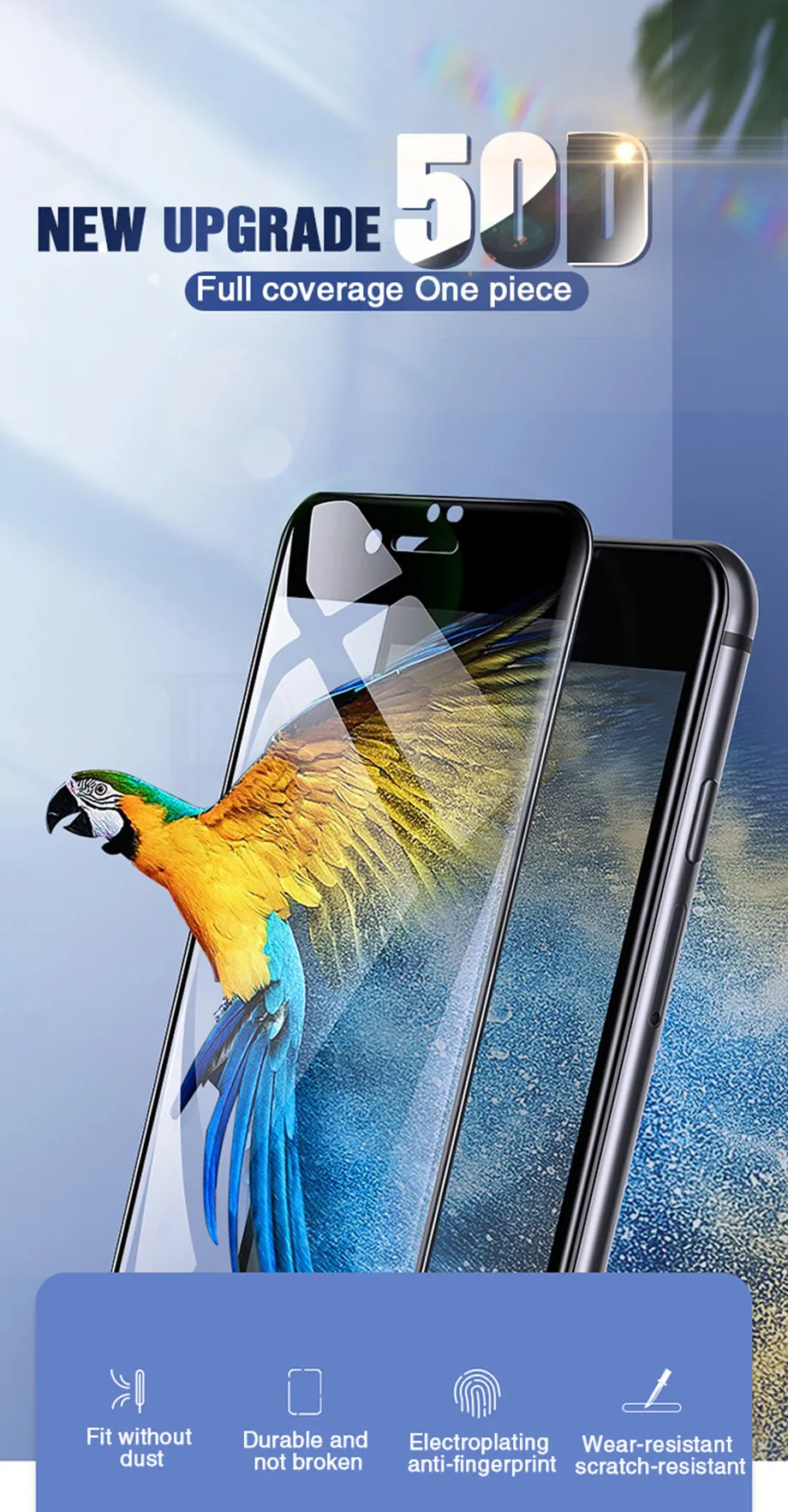 50D полное покрытие закаленное стекло для iphone 7 6 6s 8 Plus 5 5S SE стекло протектор экрана на iphone X XS MAX XR защитное стекло