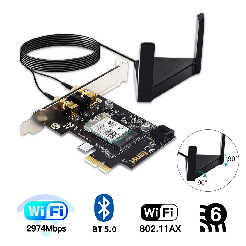 Настольный PCIe двухдиапазонный 3000 Мбит/с Wi Fi 6 Bluetooth 5 0 Wifi адаптер для беспроводной