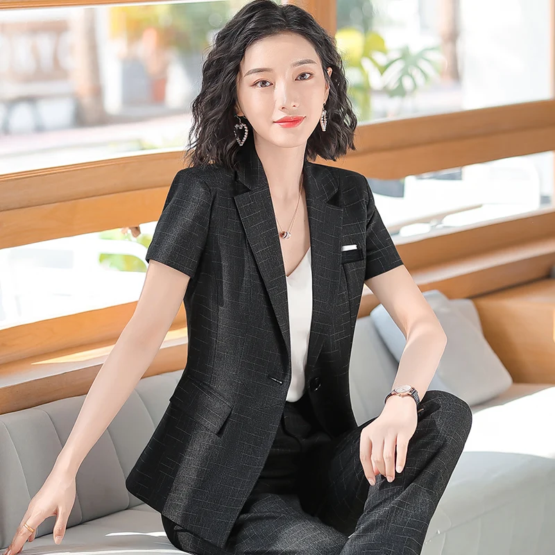 Moda de verano señoras Blazer negro Mujer Chaquetas de manga corta Oficina  ropa de trabajo para mujer OL estilos|Chaquetas| - AliExpress