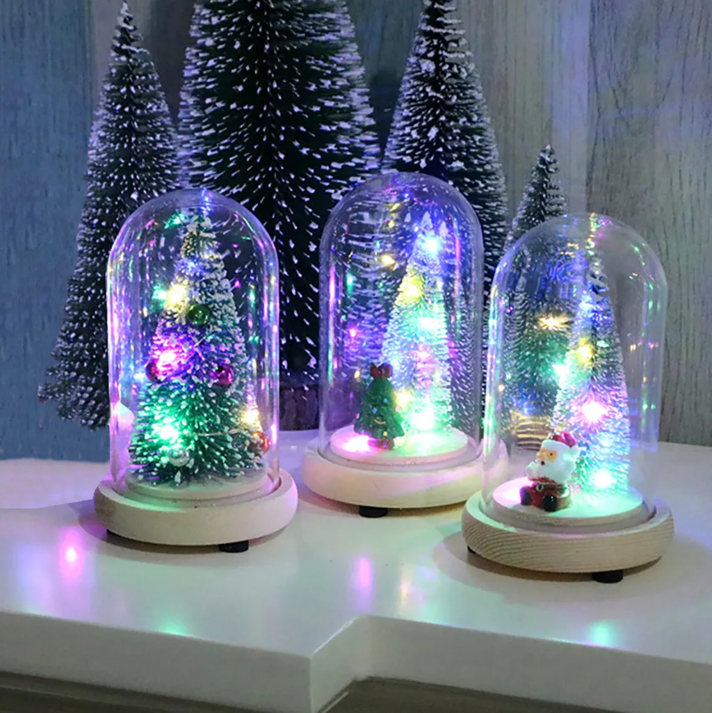 Рождественское украшение Домашний Деревянный стеклянный чехол Led