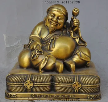 

wedding decoration 8"tibet Buddhism brass wealth money bag mokejialuo Mahakala god Buddha statue