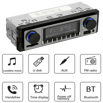 

Auto Car Radio Bluetooth Vintage Wireless MP3 Multimedia Player AUX USB FM 12V Classic Stereo Audio Player Car Electric
