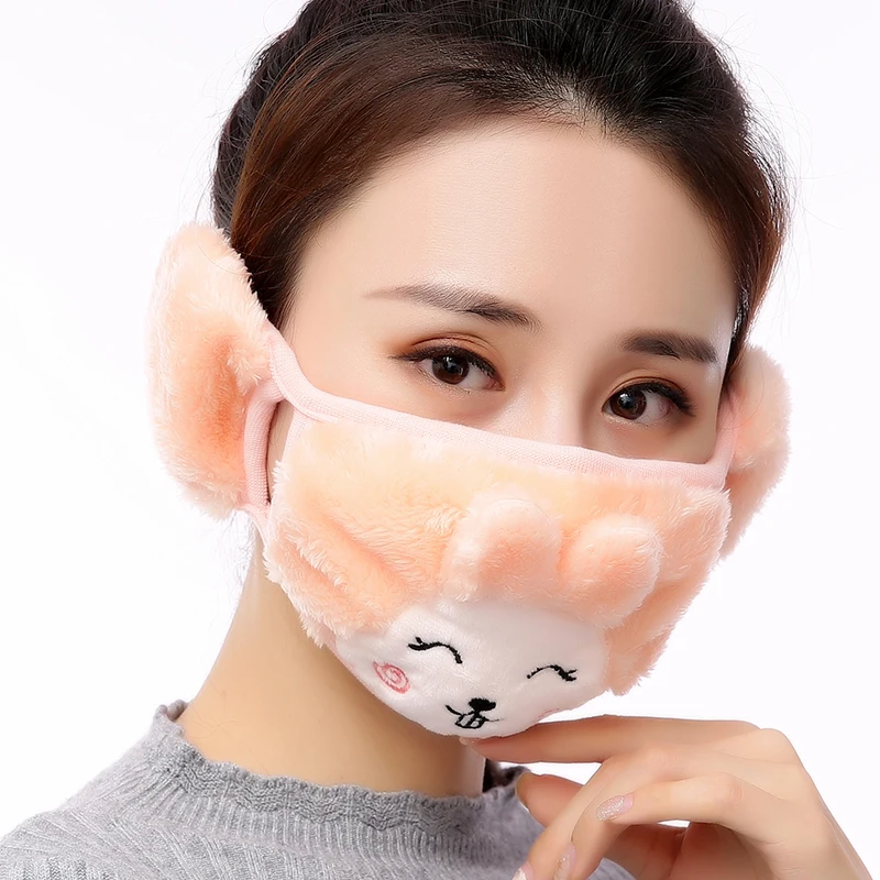Красочная милая теплая хлопковая маска для губ против загрязнения для женщин и девочек, дышащая ветрозащитная Пылезащитная теплая Муфельная маска