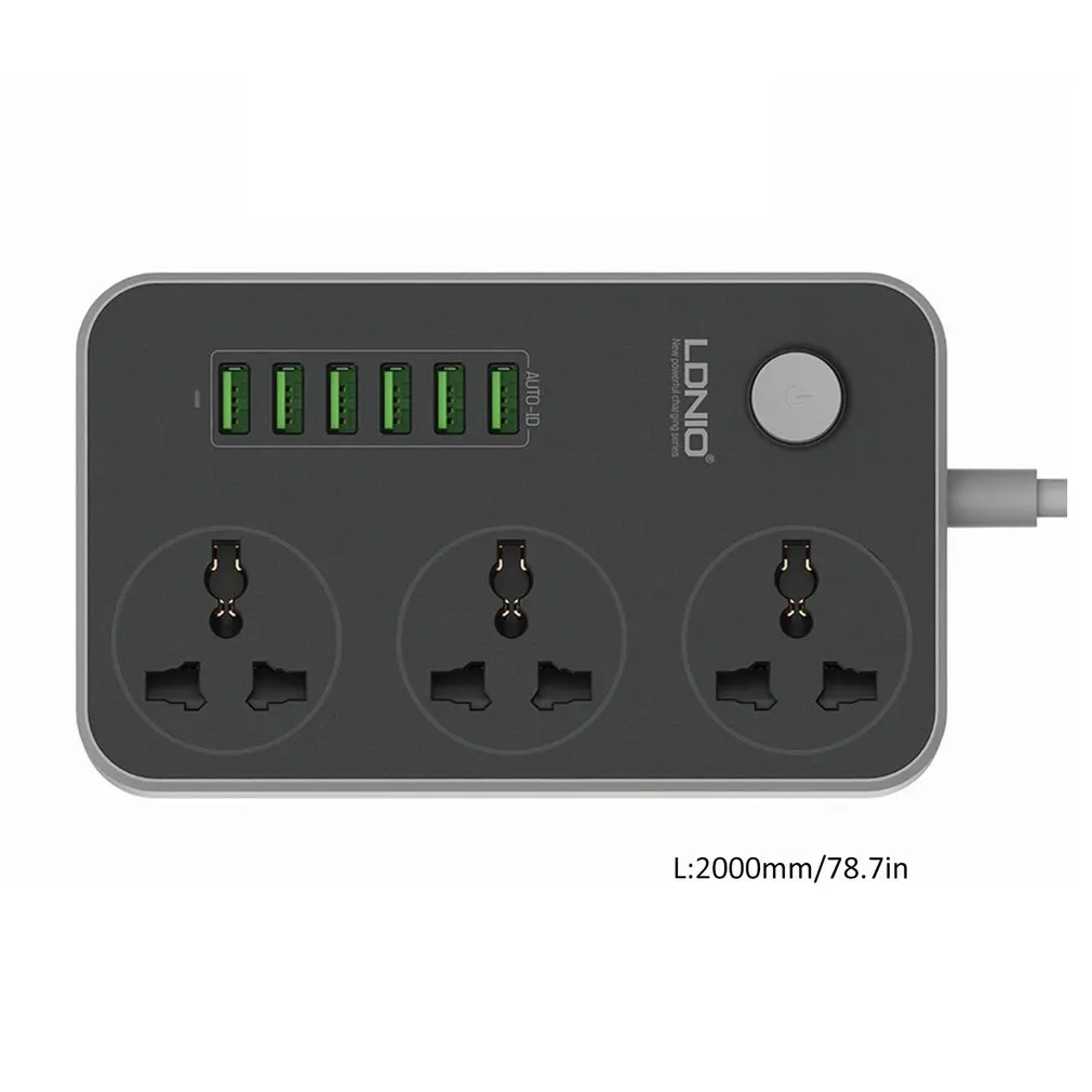 

3 Outlets 6 USB Ports USB Power Strip Smart Home Socket Surge Protector Fast Charging Home Extension Patch Board EU
