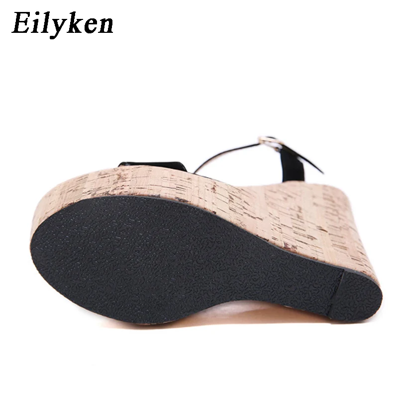 Eilyken/летние модные женские босоножки на танкетке с открытым носком Обувь для