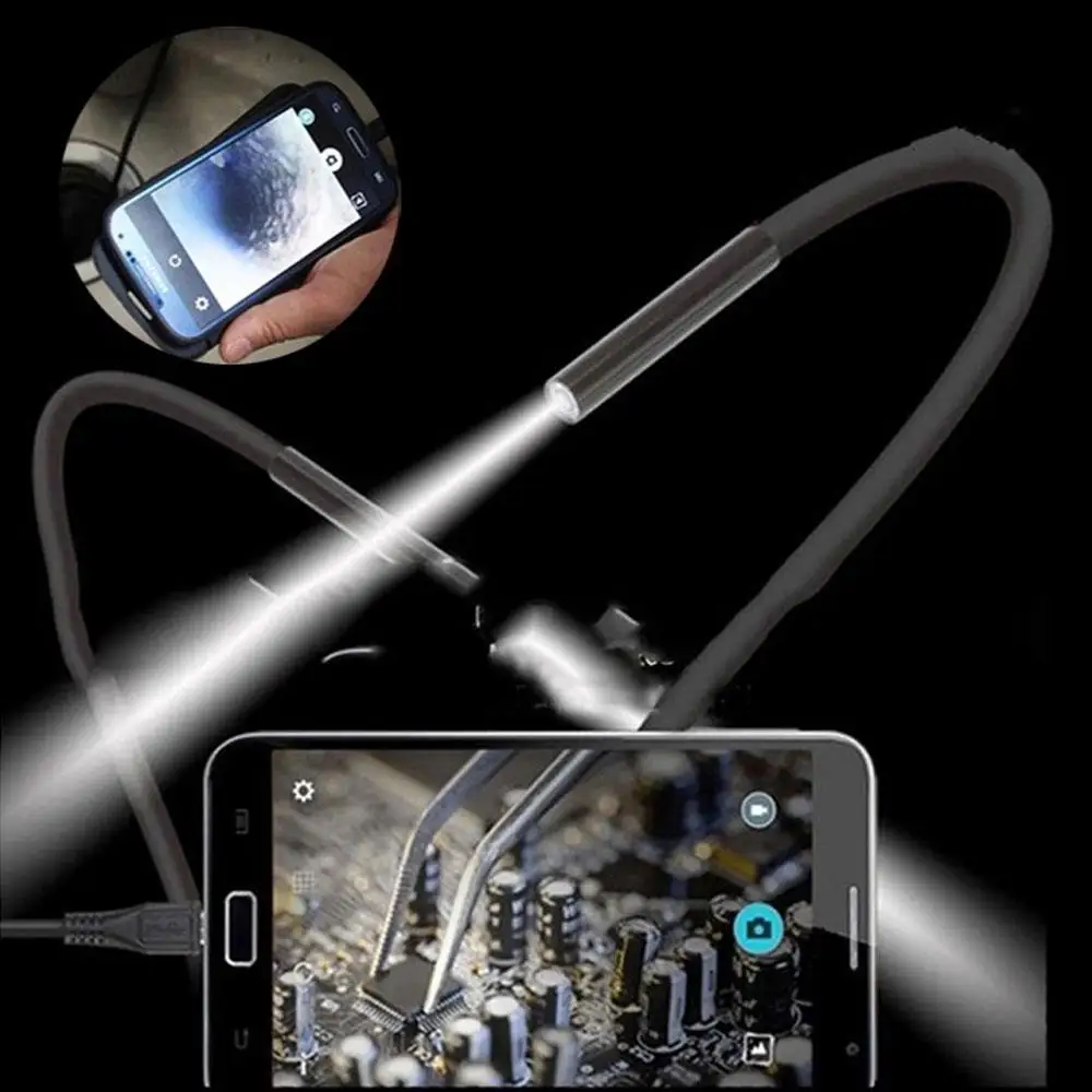 Микро-usb инструмент для ремонта эндоскопа 1 м для Android/PC бороскоп камера Змея инспекционная труба 7 мм видео водонепроницаемый