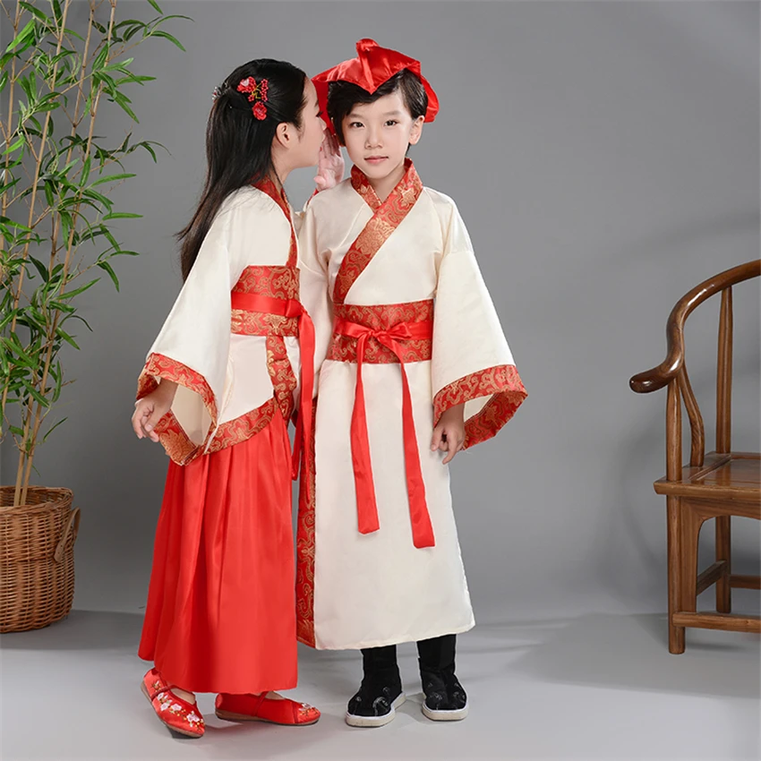 Детские китайские древние костюмы Hanfu народное танцевальное платье для сцены