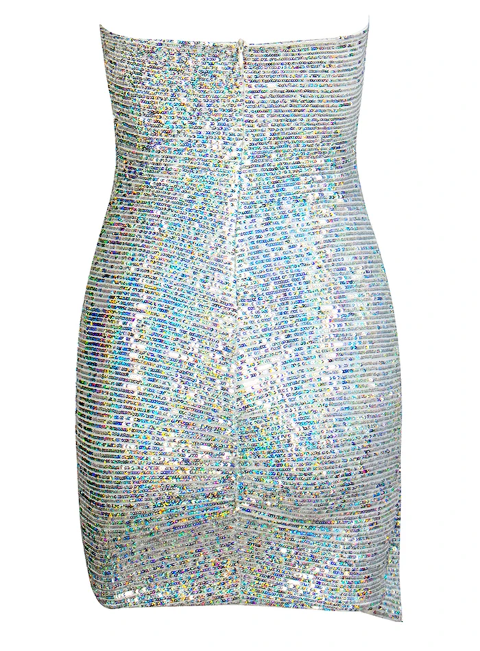 LOVE&LEMONADE, сексуальное, серебряное, с топом, большие, с рюшами, с вышивкой, с блестками, облегающее, вечерние, мини-платье LM90155
