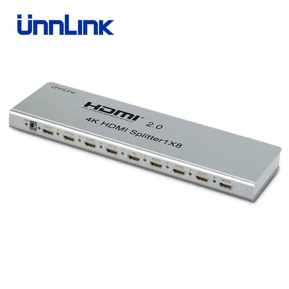 Разветвитель Unnlink HD mi 1X8 HD mi 2,0 UHD 4 k@ 60HZ HDCP 2,2 HDR 1 в 8 Out EDID для смарт-светодиодный ТВ mi Box ps4pro xbox one s/x Проектор