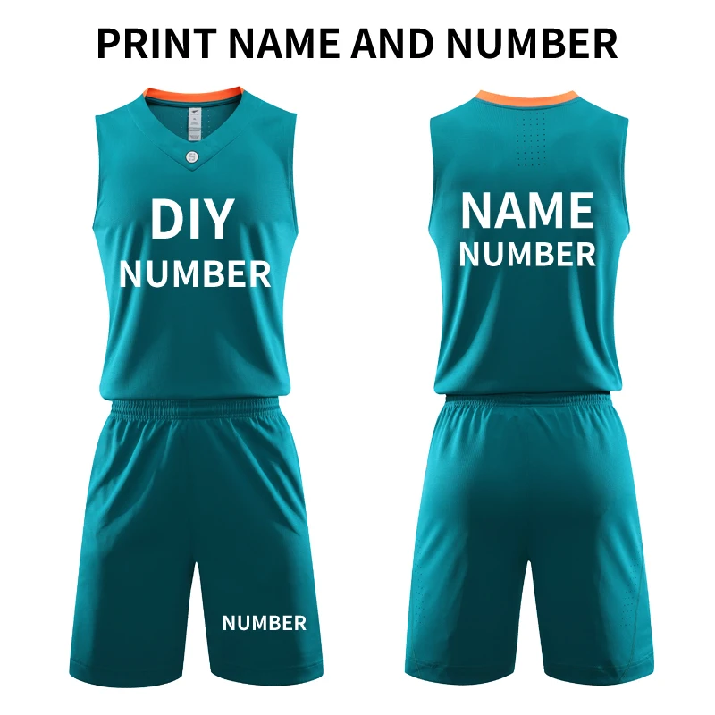DIY Для мужчин трикотажные баскетбольные США униформа для игры в баскетбол в колледже по индивидуальному заказу комплекты быстросохнущая рубашка без рукавов Короткие баскетбольной команды костюм - Цвет: Navy green DIY