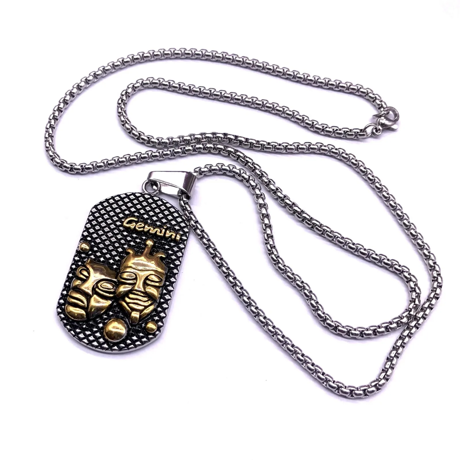 Zodiac Sign Pendant Twelve Constellations Stainless Steel Necklace for Men and Women Retro Vintage Punk Astrology Jewelry