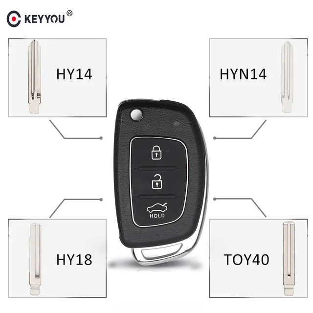 KEYYOU 3 Button Folding Flip Remote Key Shell Case Smart Car Key Fob Uncut Blade For Hyundai i10 i20 i30 i35 i40 IX45 Genesis