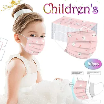 

50PCS Children's mask Disposable Face Mask In rial 3Ply Ear Loop Face Mask Reuseable Face Mouth Mask Mouth Cover Washable Mouth