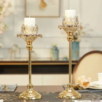 

Nordic Crystal Candle Holders Wedding Modern Golden Dinner Dining Table Romantic Candlestick Decoracion Hogar Home Decor MM60ZT