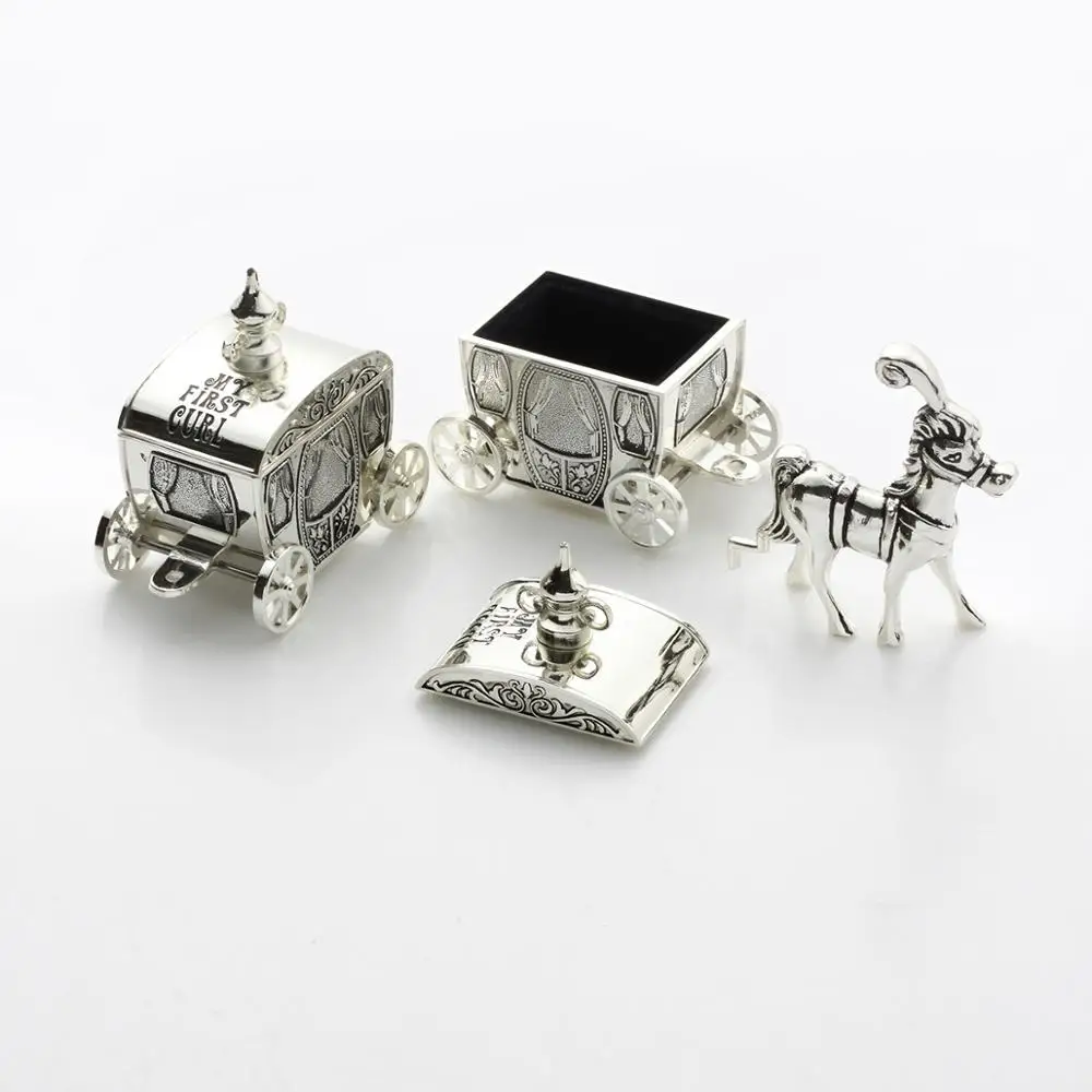 Silver Baby First Tooth and Curl Hair Keepsake Box Milk Teeth Storage Box for Boys and Girls Kids Birthday Present