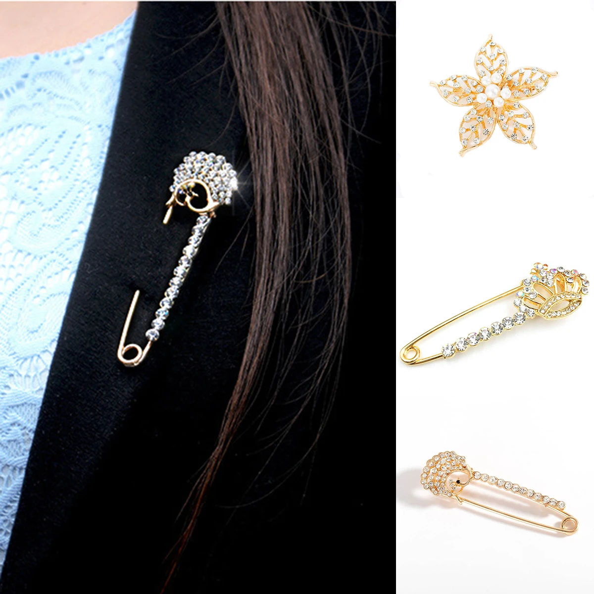 Korean Imitation Pearl Brooch Crown Peacock Flower Scarf Buckle Collar Pin Badge Wild Clothing Accessories | Украшения и