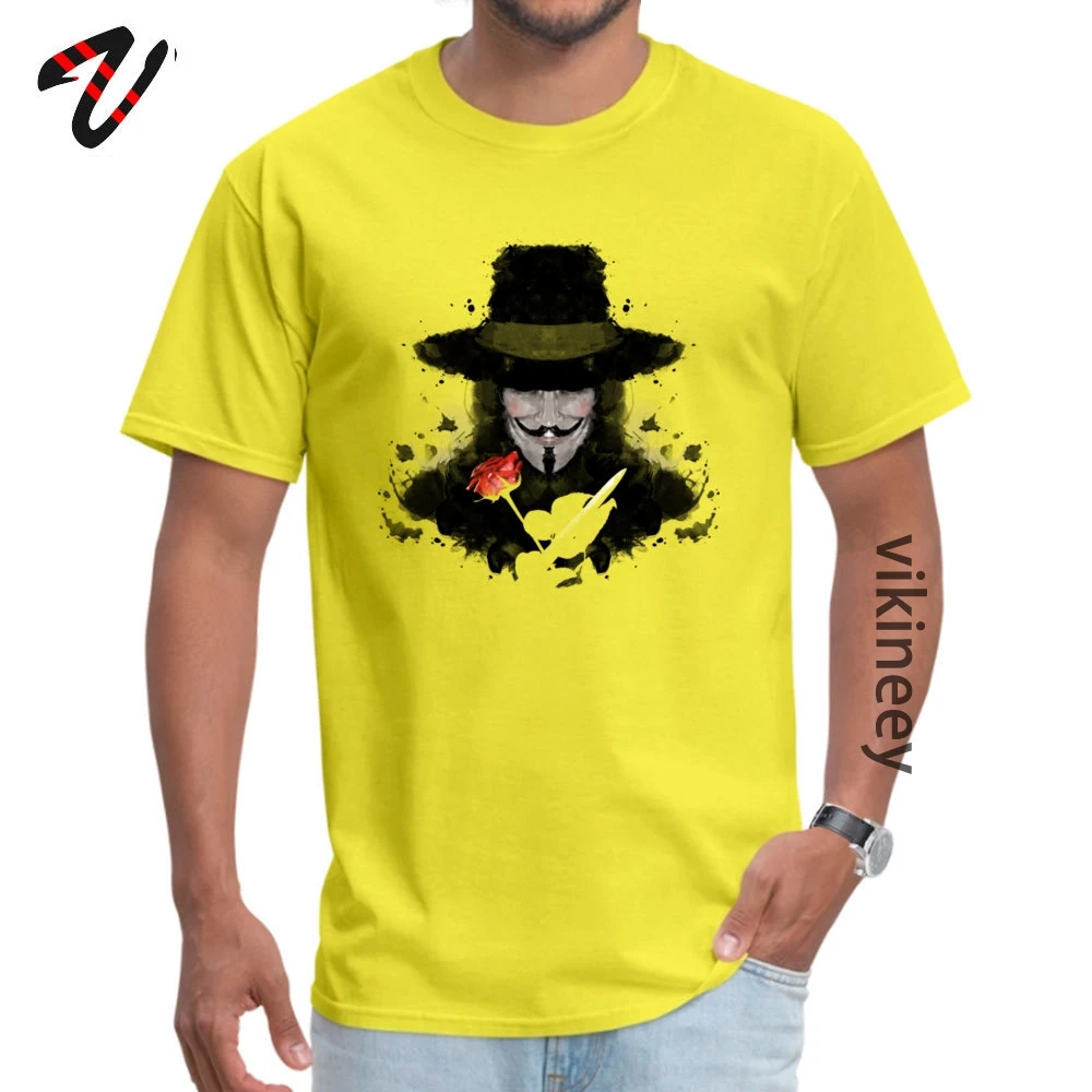 Ink_for_Vendetta_ Tops Shirts Special Crewneck Casual Short Sleeve 100% Cotton Fabric Men T-Shirt Summer Tops Shirts Ink_for_Vendetta_1148 yellow