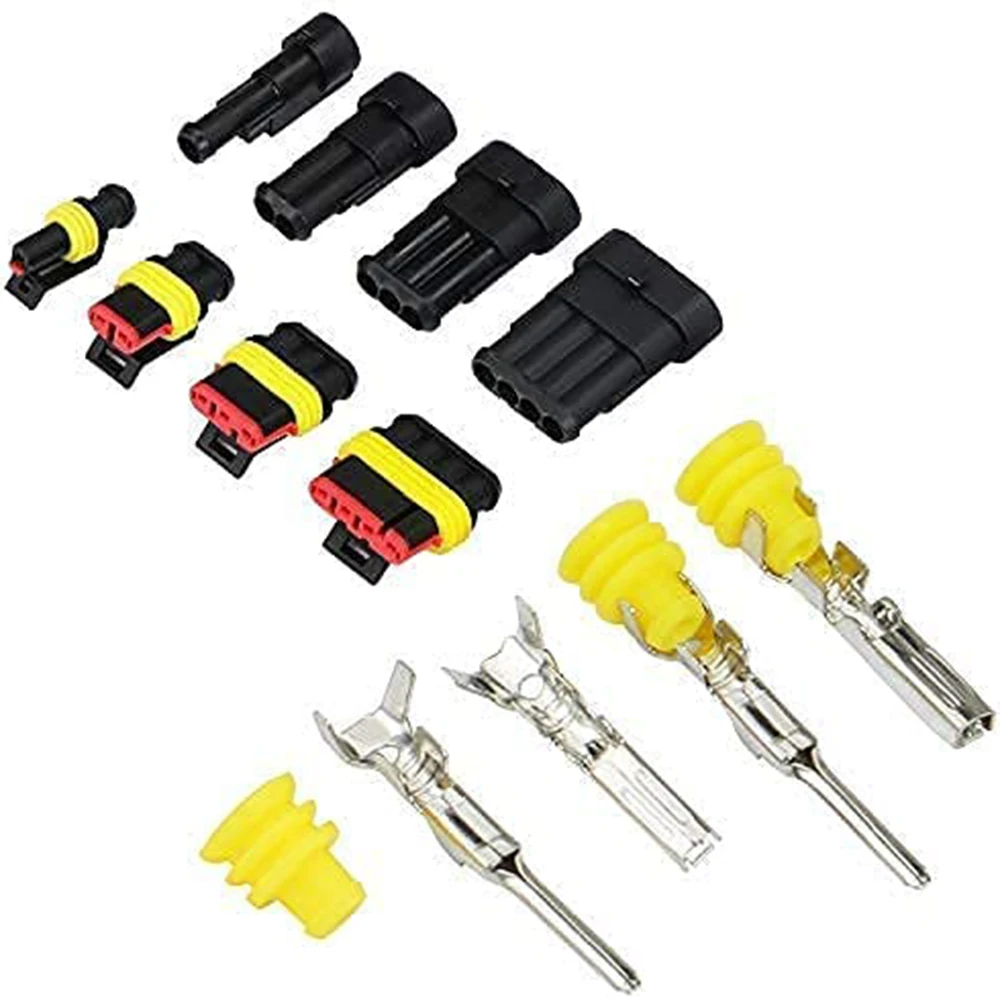 Waterproof Electrical Wire Connectors - 26 Sets, 2/3/4 Pin, 352/708pcs Terminal Connectors, 12A Description Image.This Product Can Be Found With The Tag Names 2 pin 12 electric connectors, Electrical connectors 2 pins, Waterproof connector terminal, Waterproof wire connector 4pin