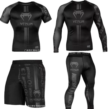 

Men's Tracksuit Gym Fitness Compression Sport Suit Clothes Running Jogging Sports Wear Exercise Workout Tights black and white