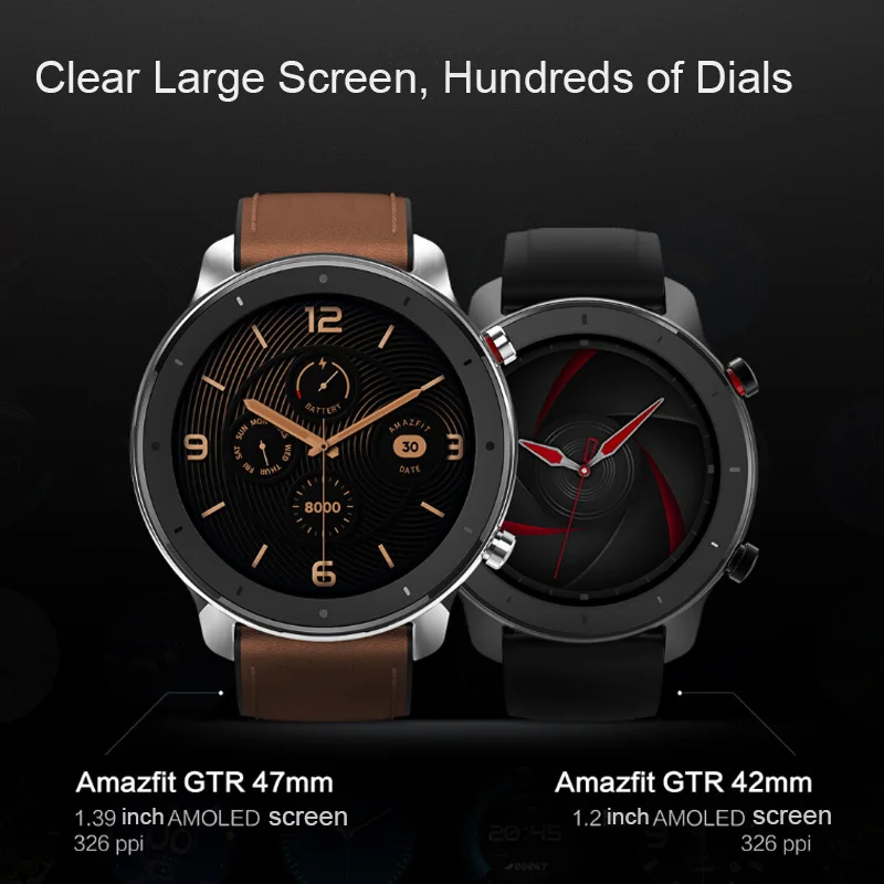 Глобальная версия Amazfit GTR 47 мм Водонепроницаемые Смарт-часы 5ATM Срок службы батареи 24 дня gps управление музыкой с кожаным ремешком