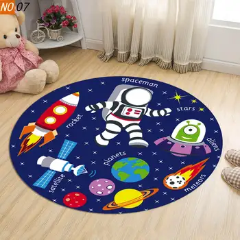 

Kid's Room Space Travel Journal Lovely Cartoon Carpet Doormat Non-slip Chair Cushion Round Rug Computer Desk Floor Carpets